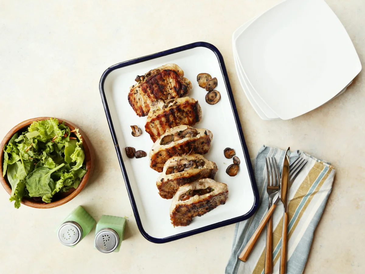 Pork Chops With Savory Mushroom Stuffing