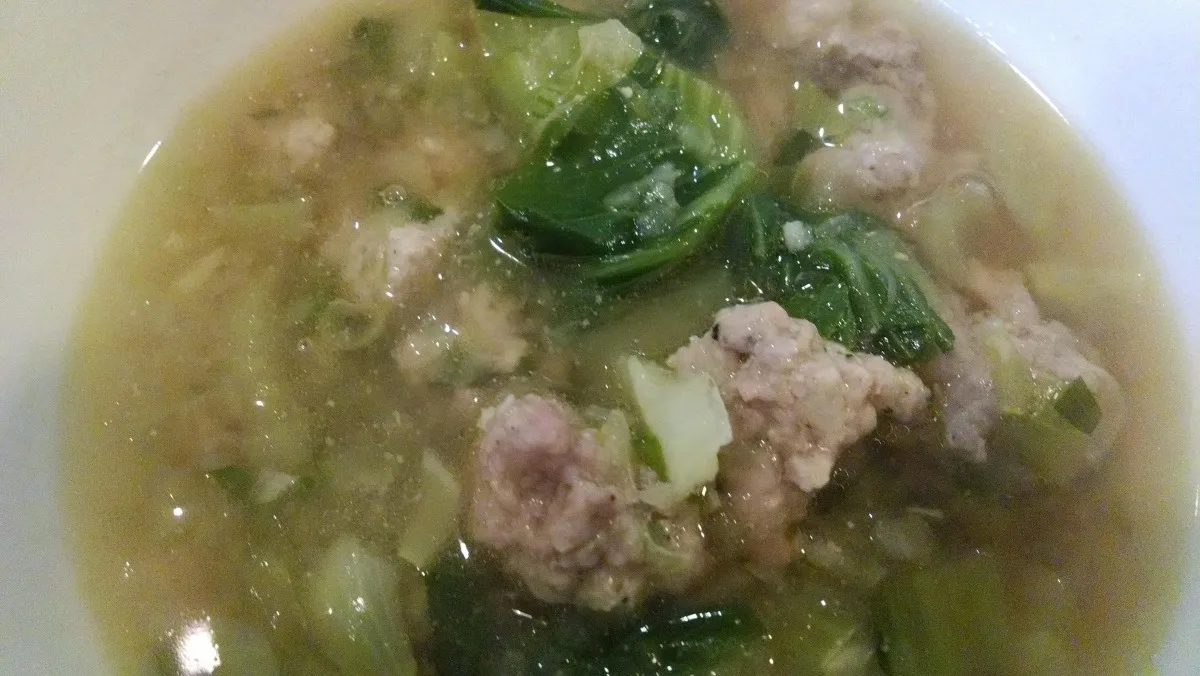 Pork Dumpling and Bok Choy Soup