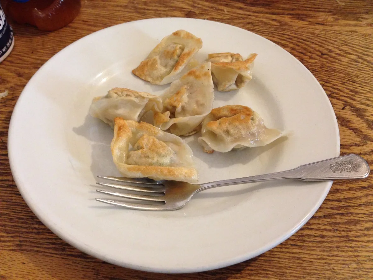 Pork Ravioli With Lime and Malt Vinegar Dipping Sauce