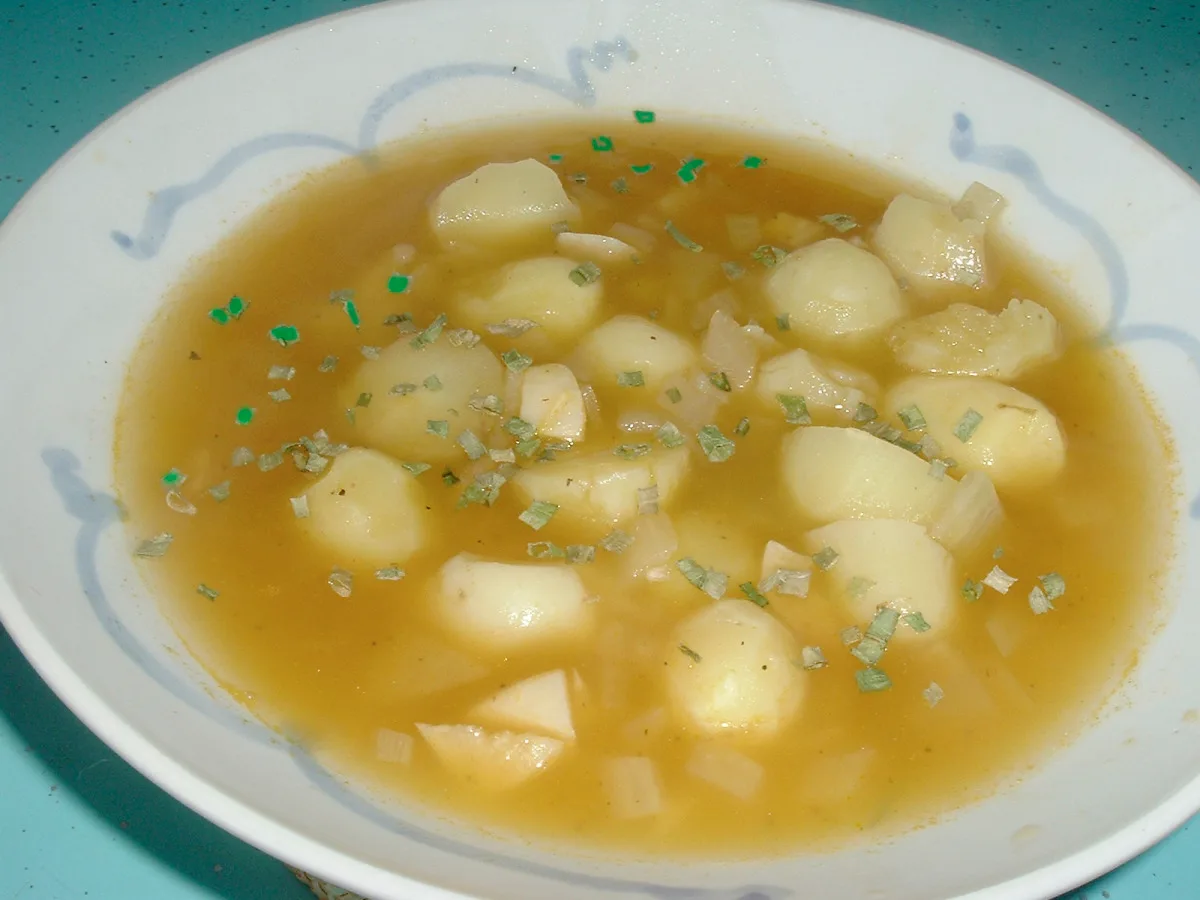 Potato and Garlic Soup With Herbs