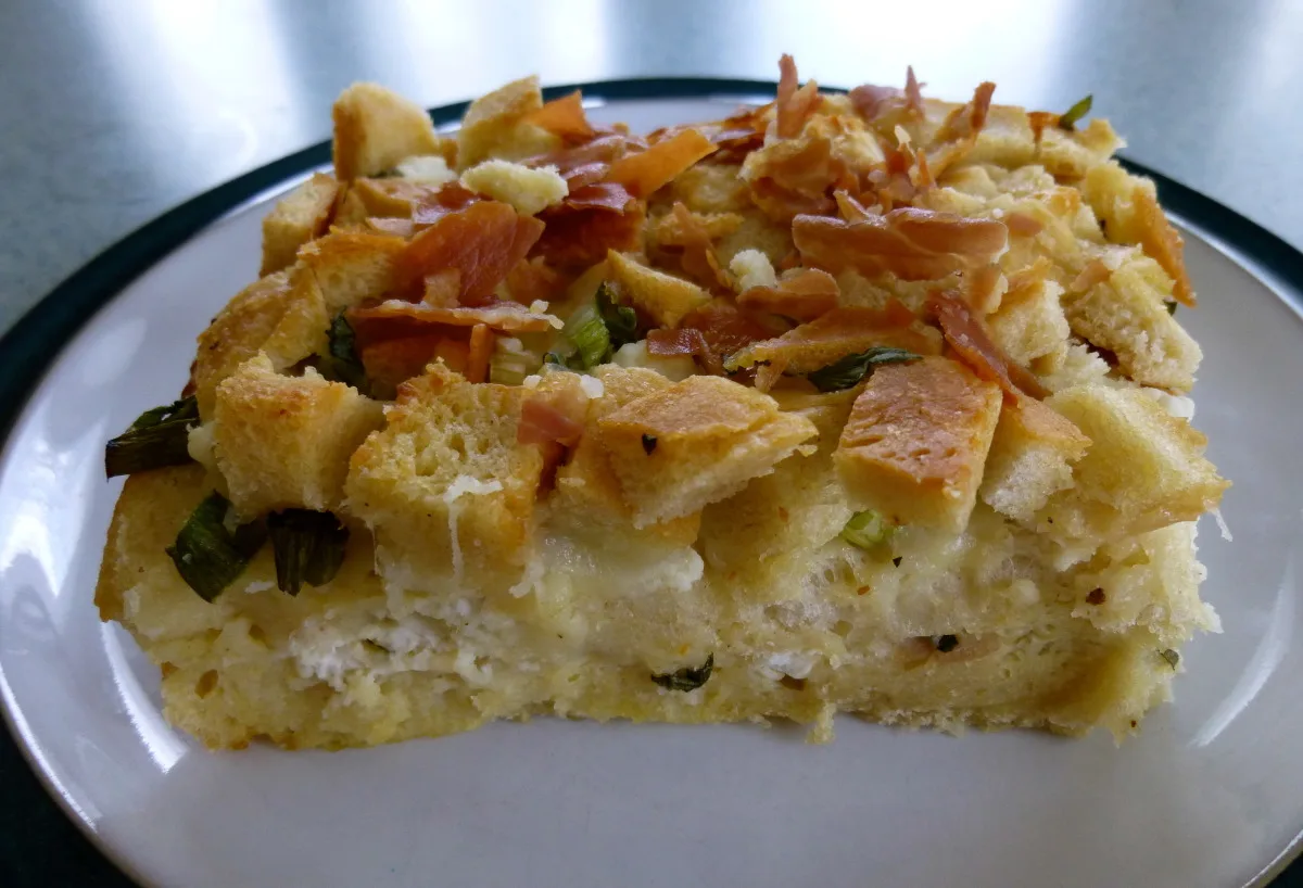 Prosciutto and Goat Cheese Strata