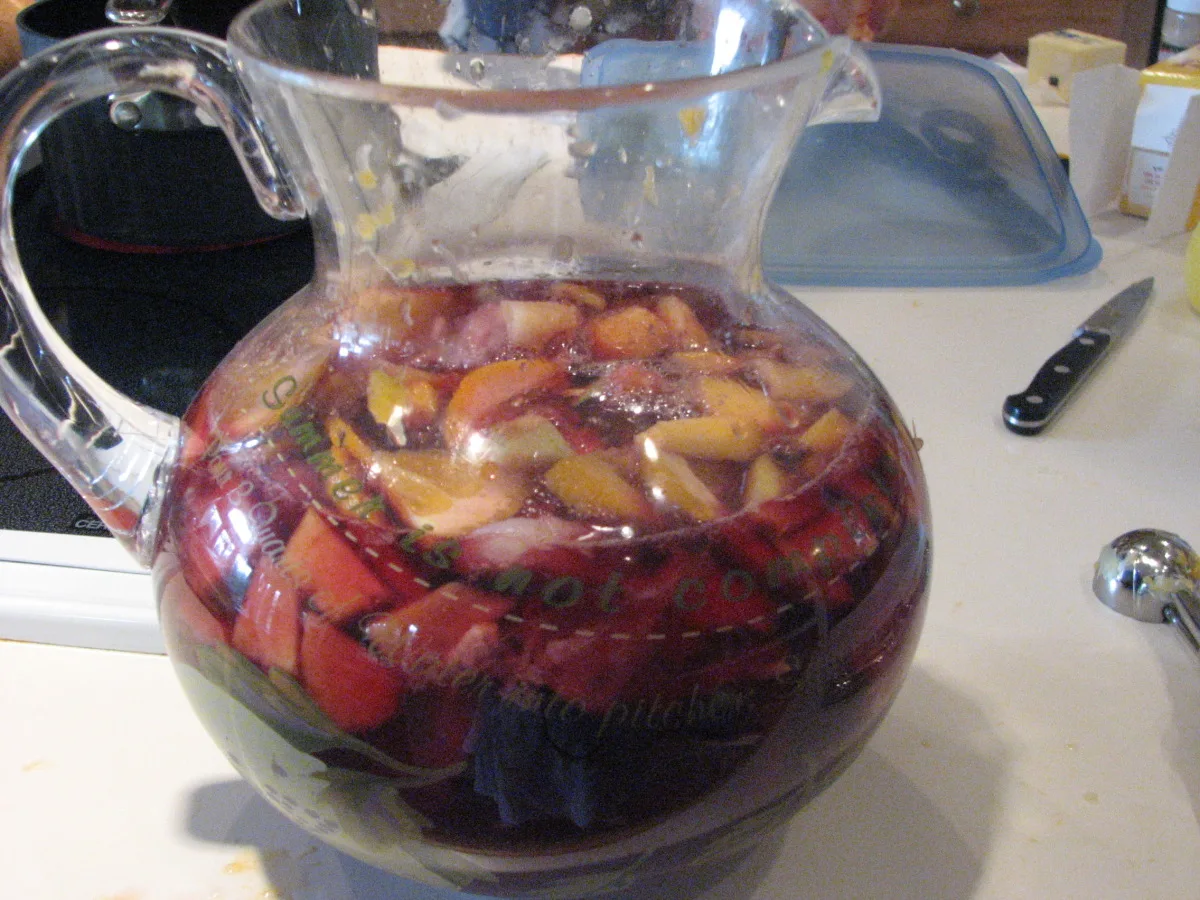 Punch Bowl Sangria With Fruit Juice Cubes