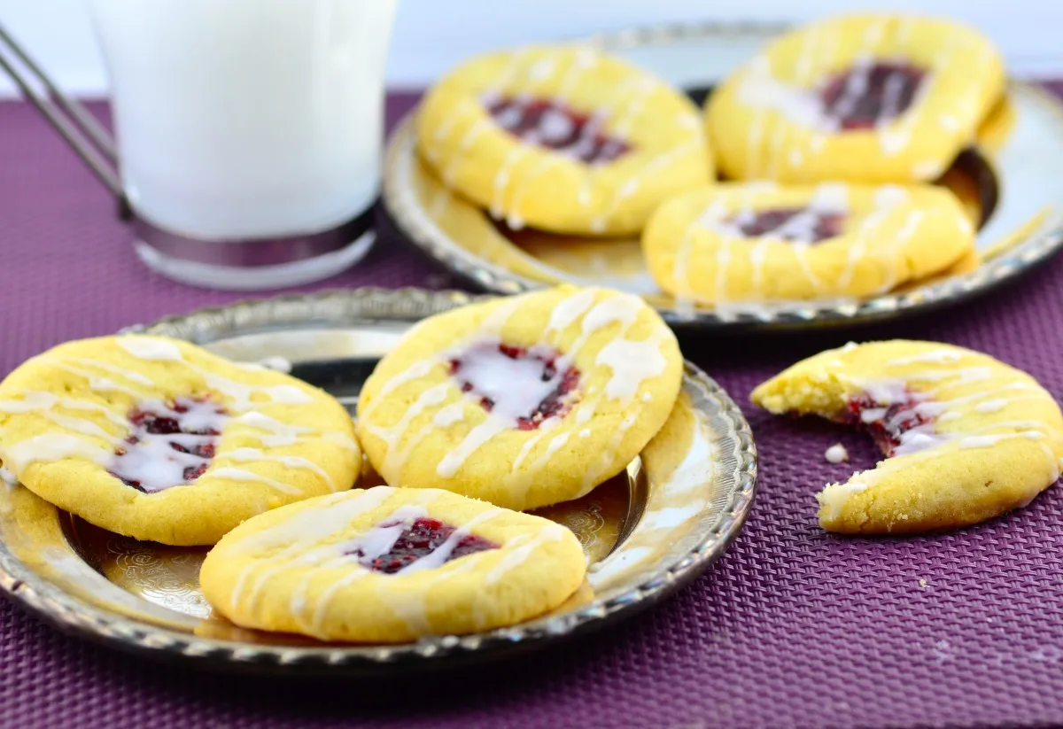 Raspberry Filled Almond Shortbread with Almond Glaze