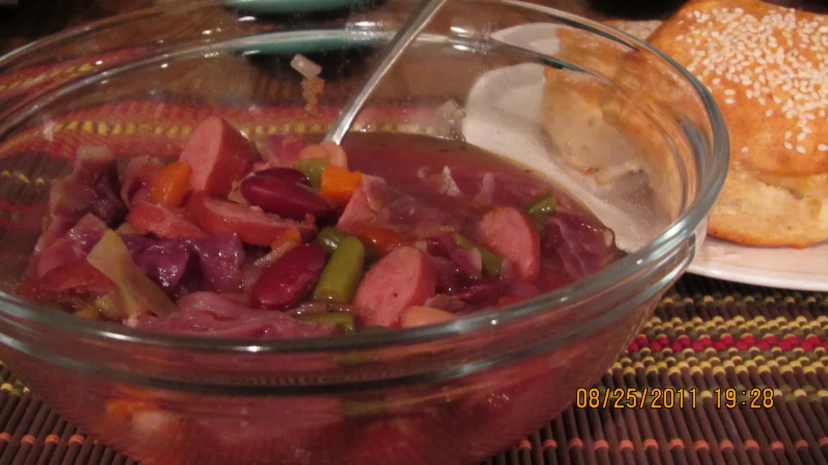 Red Cabbage and Sausage Soup