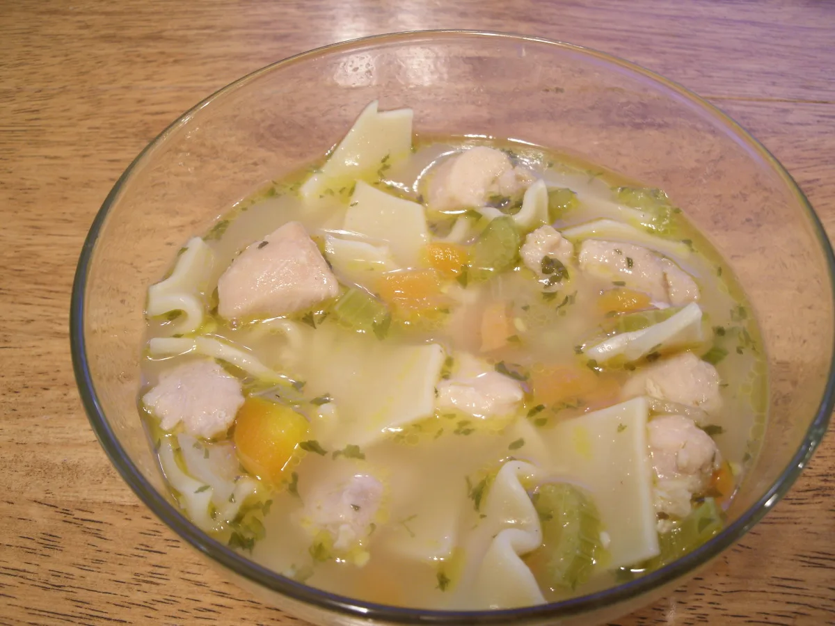 Rich Chicken Soup With Fresh Noodles
