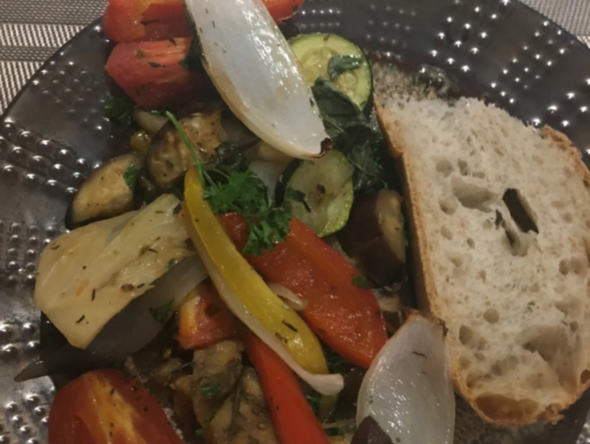 Roasted Chicken Legs and Ratatouille