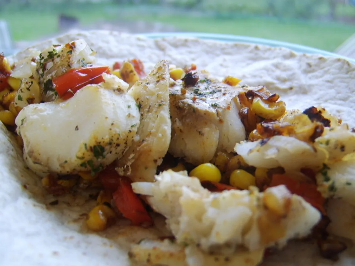Roasted Corn Fish Tacos