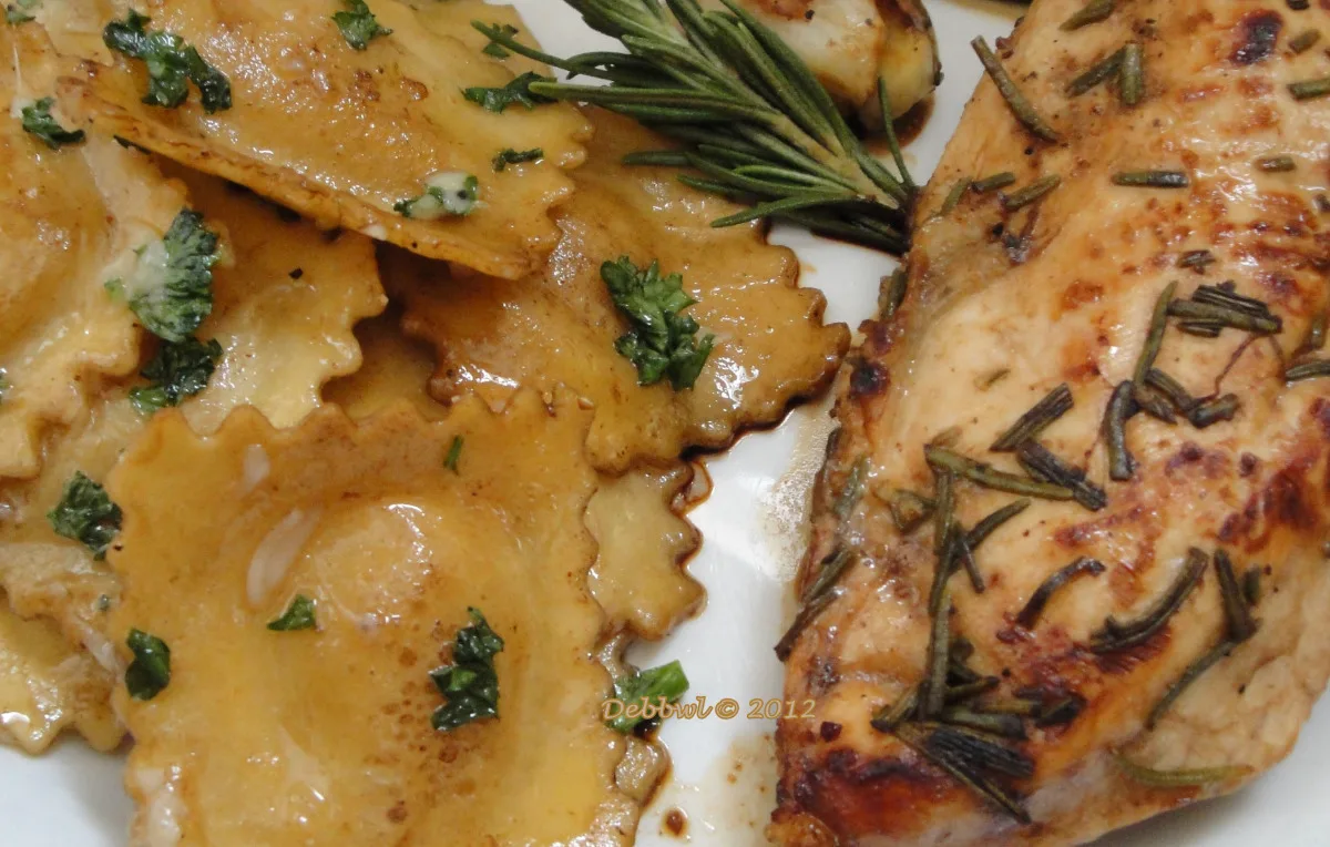 Rosemary Chicken Breasts & Brown Butter Balsamic Ravioli