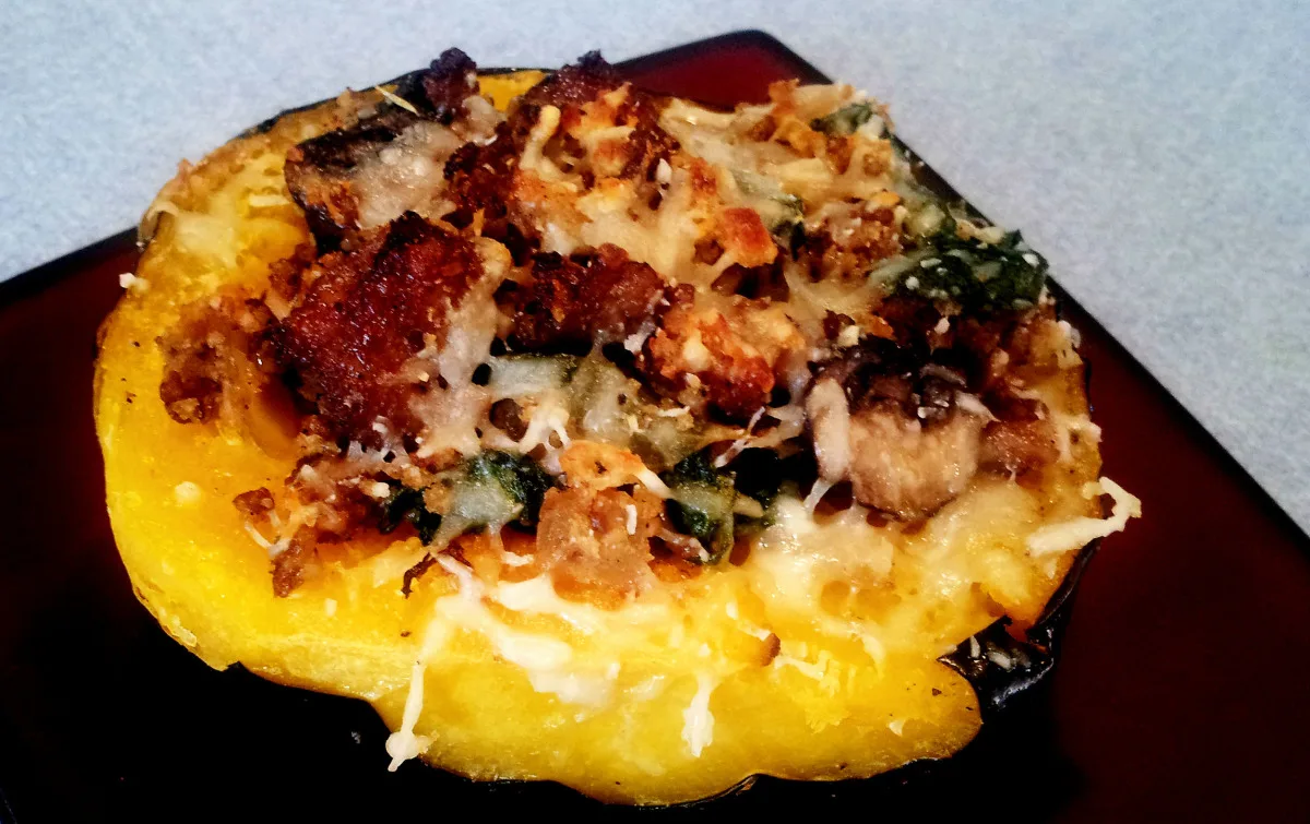 Sage,sausage and Spinach Stuffed Acorn Squash
