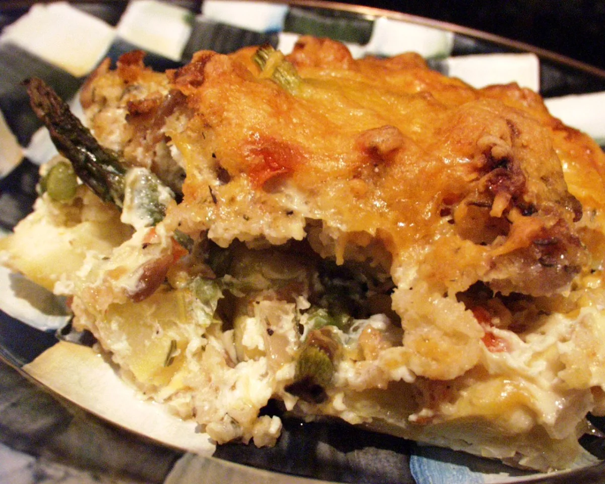 Savory Asparagus Bread Pudding