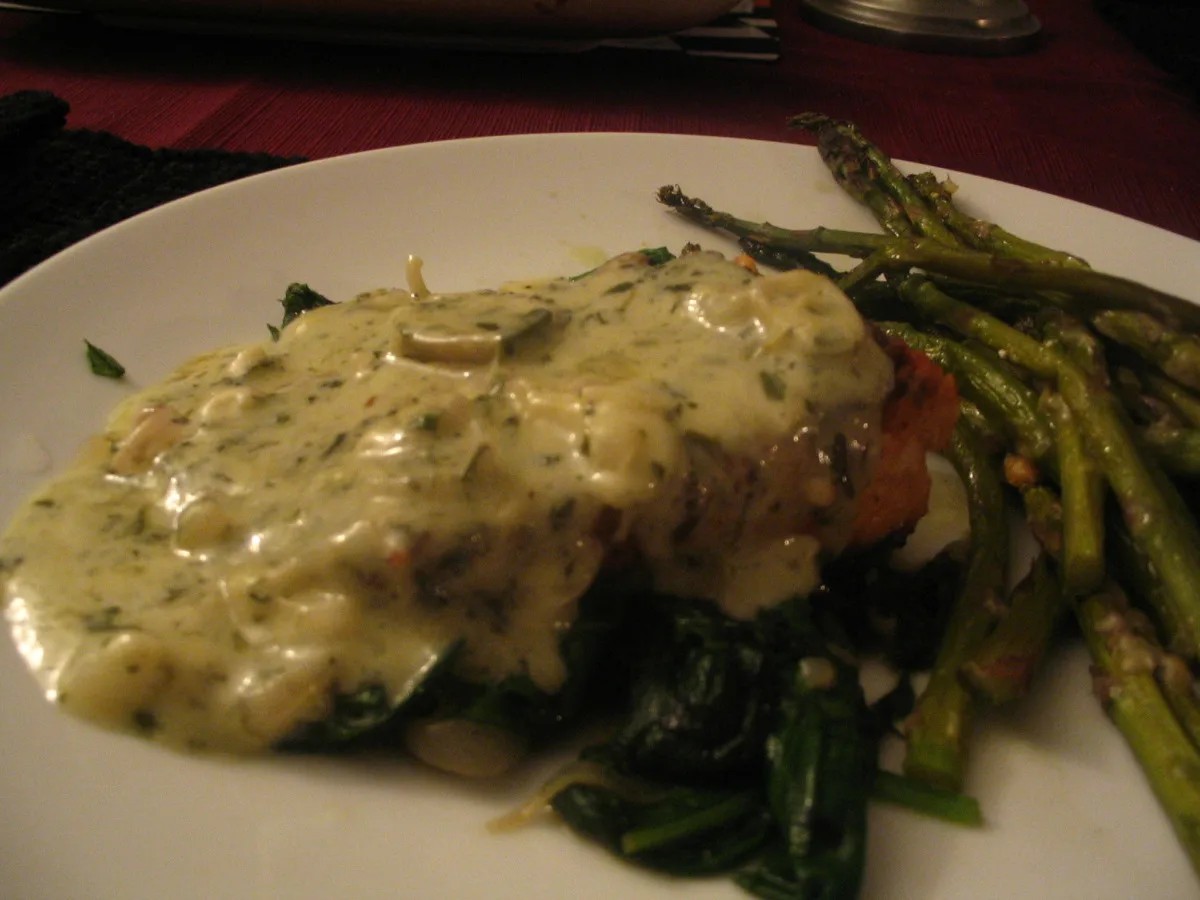 Seared Salmon on Baby Spinach