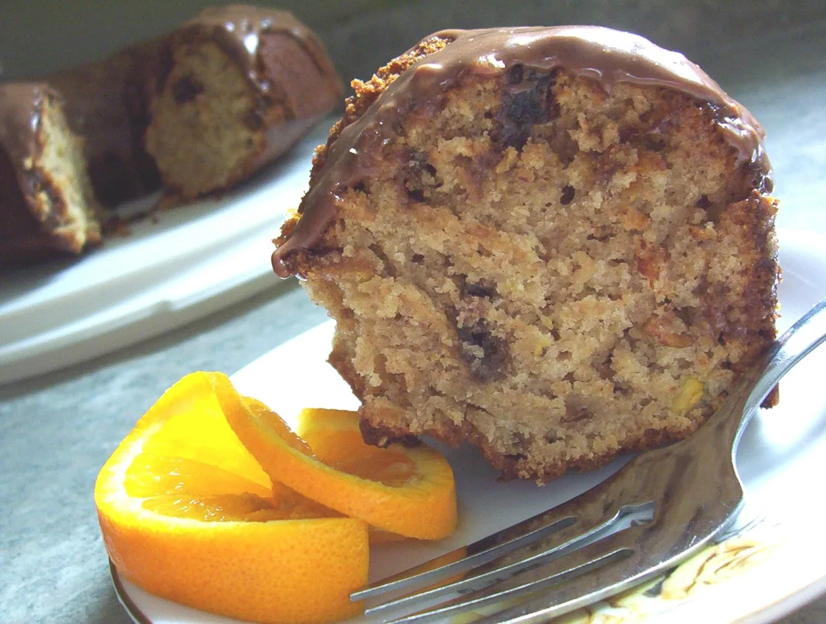 Sesame Spice Cake With Chocolate Orange Glaze