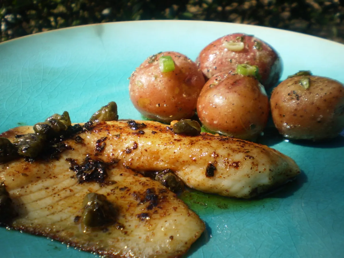Snapper With Lemon, Capers and Baby Potatoes