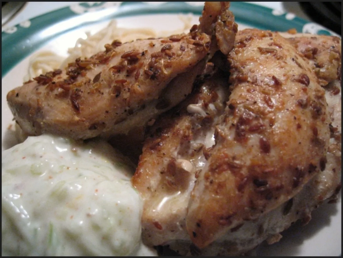 Spice-Crusted Chicken Breasts With Lemon-Cucumber Raita