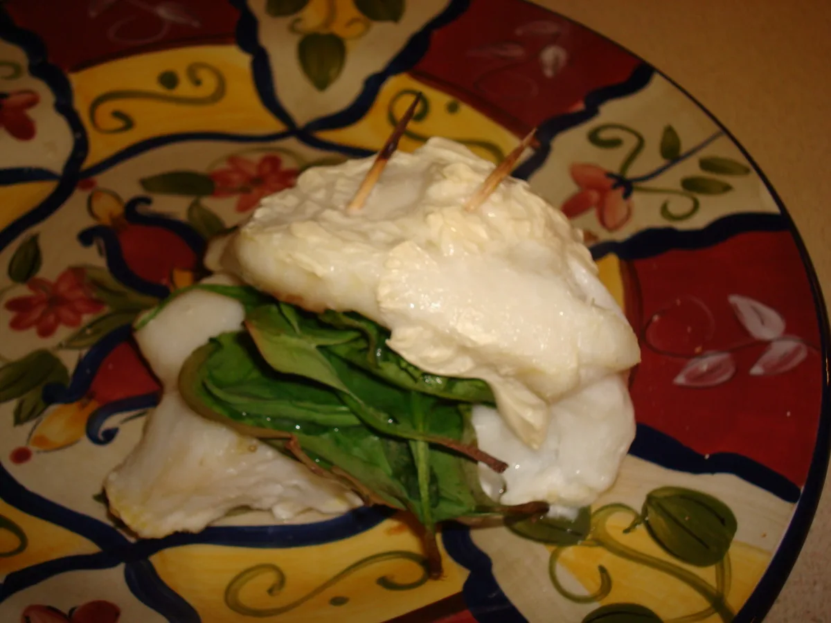 Spinach-Filled Fish Rolls