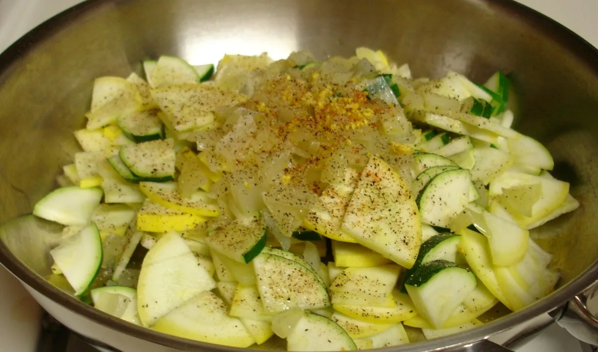 Summer Squash (Green and Yellow), Garlic, Onion, Lemon Zest