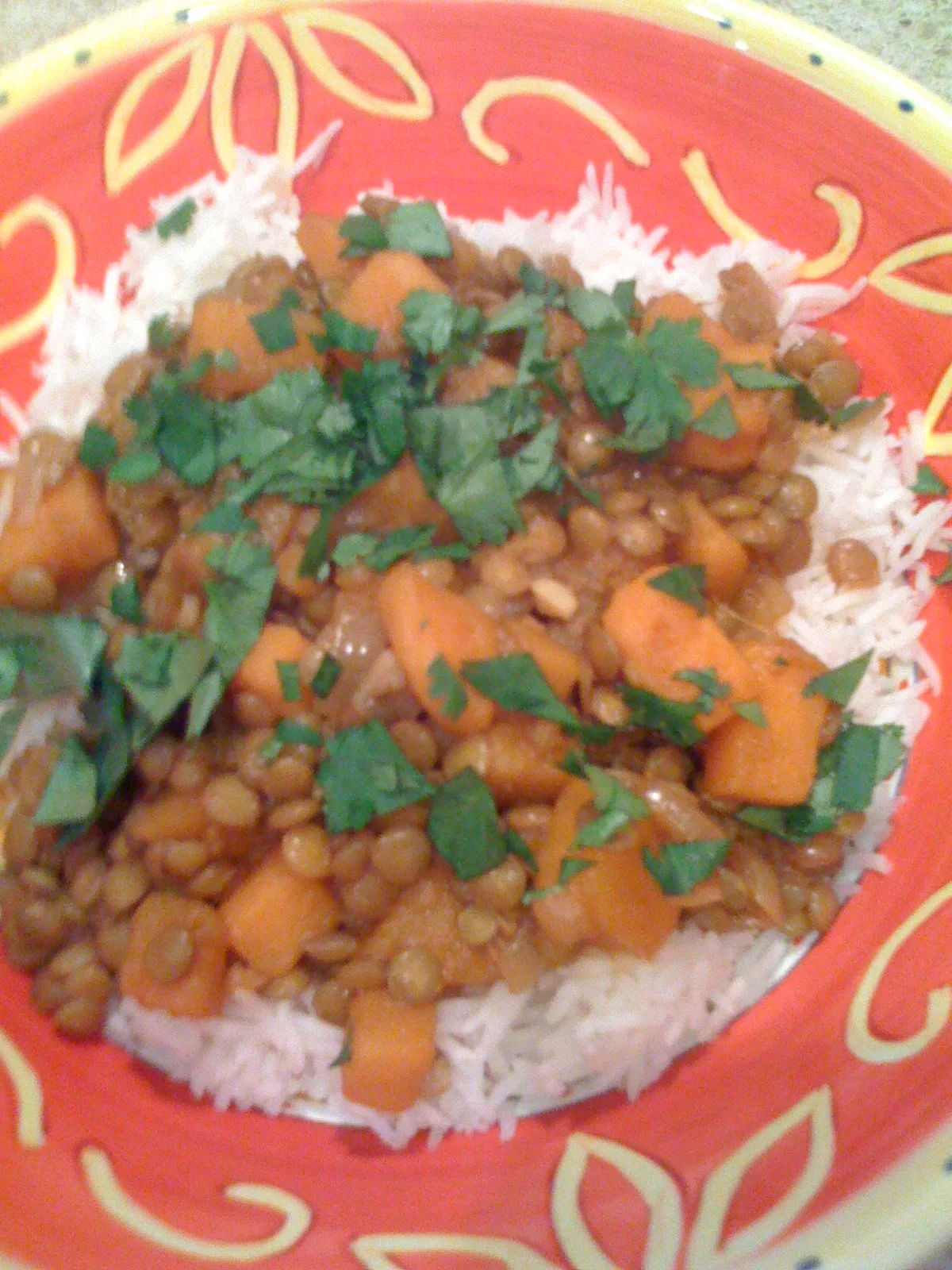 Sweet Potato and Lentil Curry With Rice