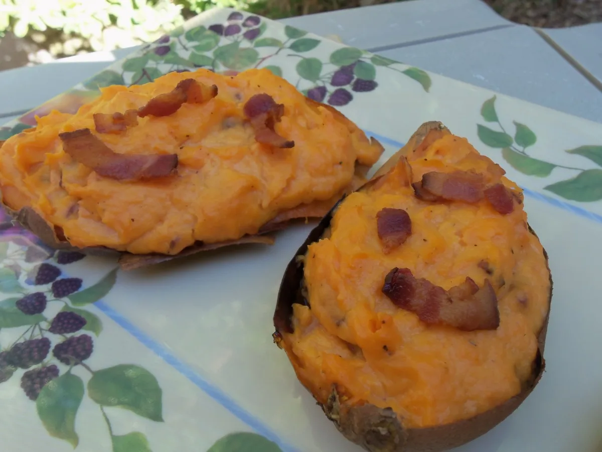 Sweet Potatoes With Bacon, Twice Baked