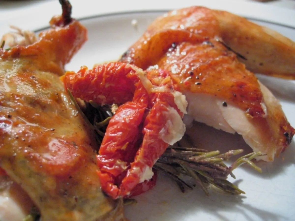 The Perfect Roast Chicken With Garlic and Sun-Dried Tomatoes.