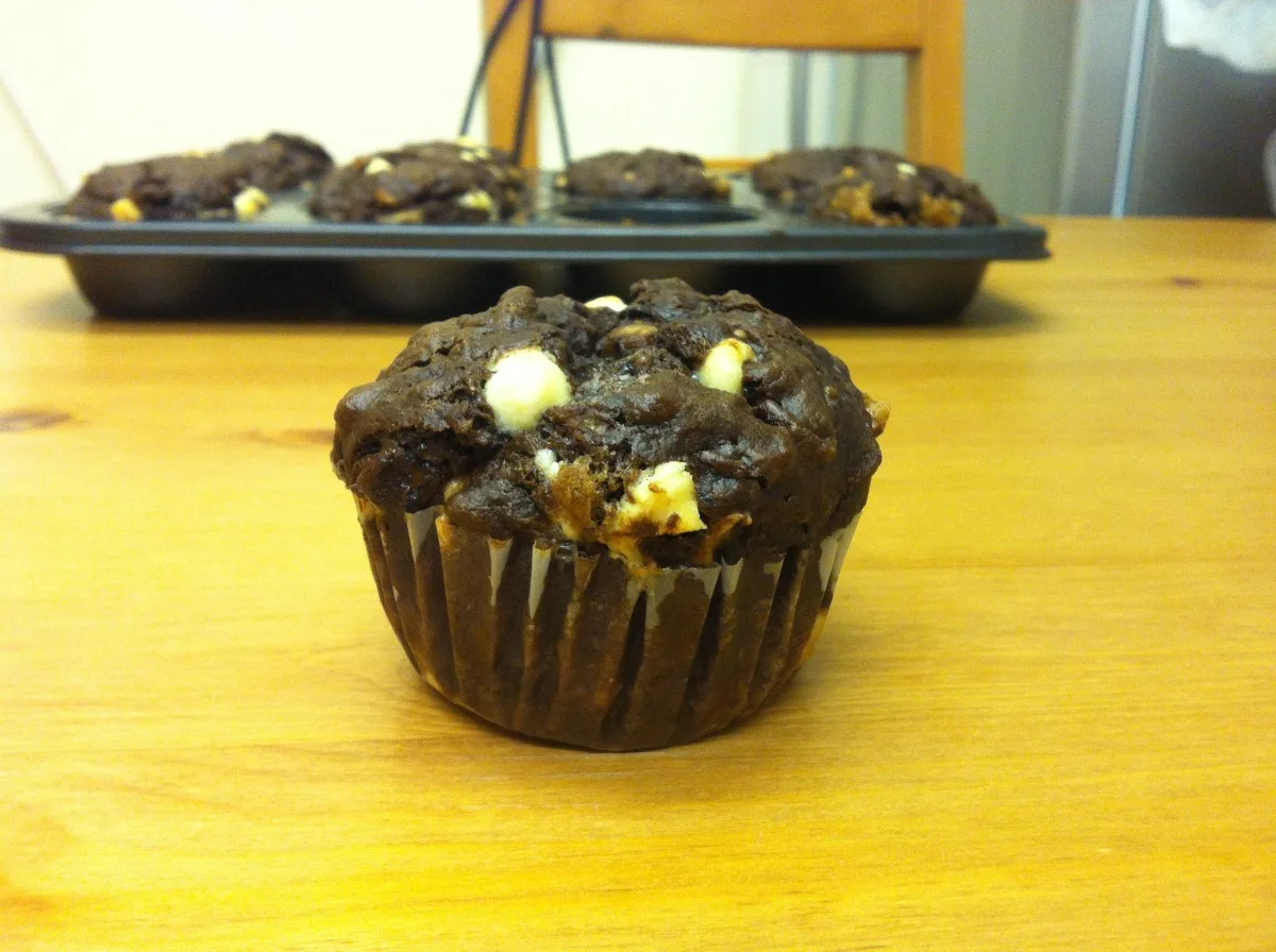 Triple Chocolate Banana Muffins