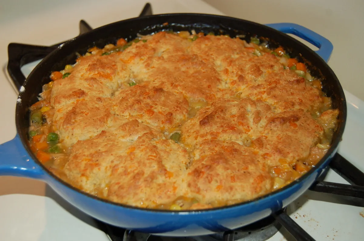 Turkey Pot Pie With Cheddar Biscuit Crust