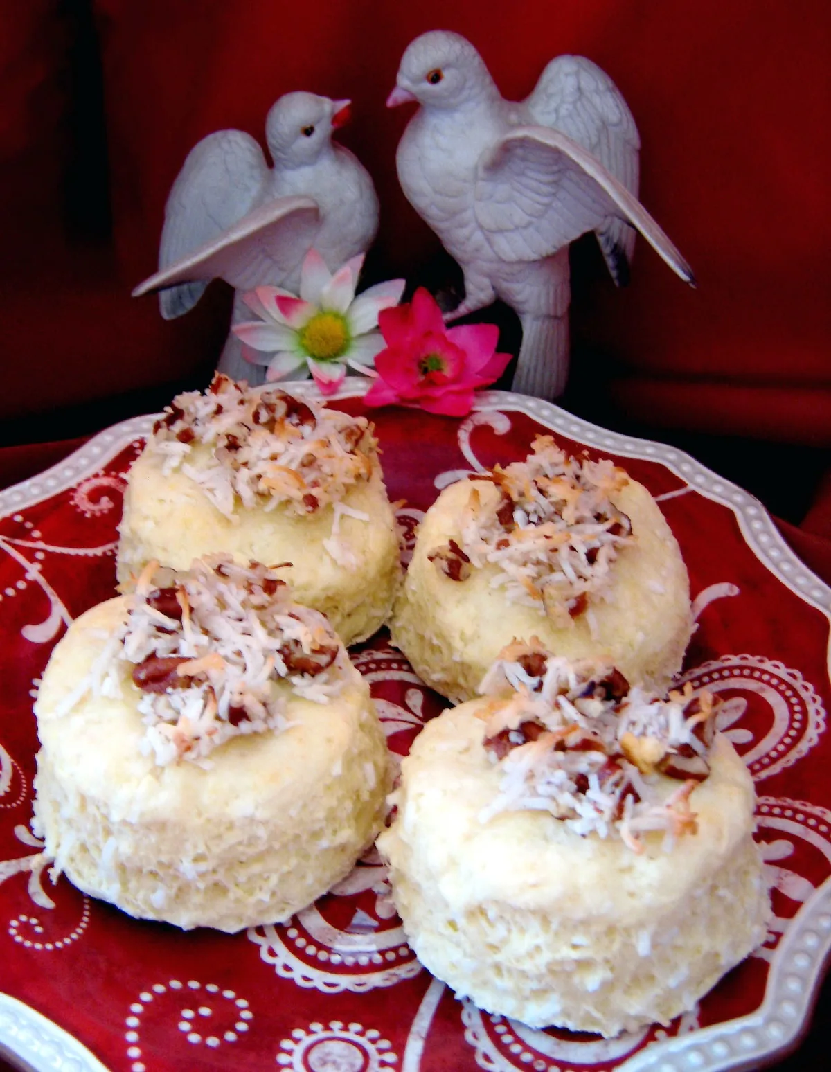 Vanilla-Glazed Pecan Coconut Cookie Scones