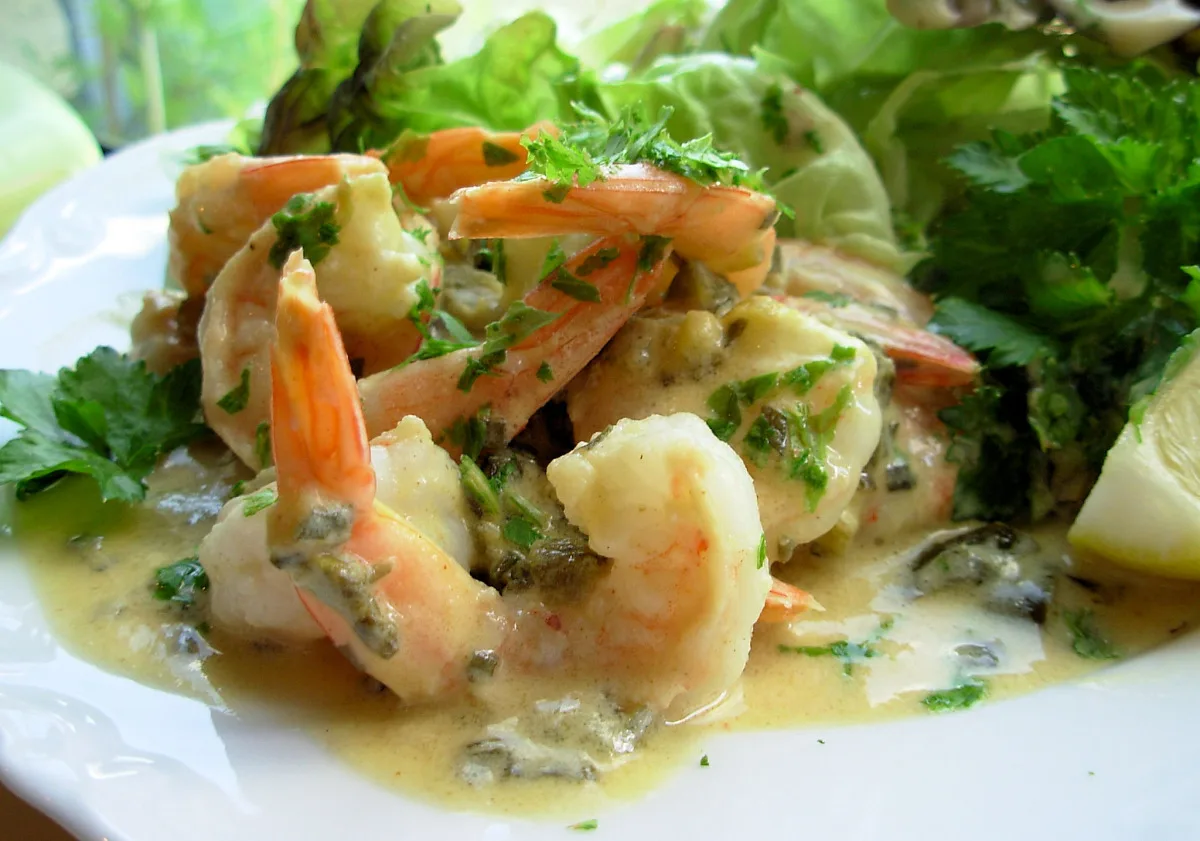 Warm Lemon, Lime and Lovage Prawns With Pineau Des Charentes