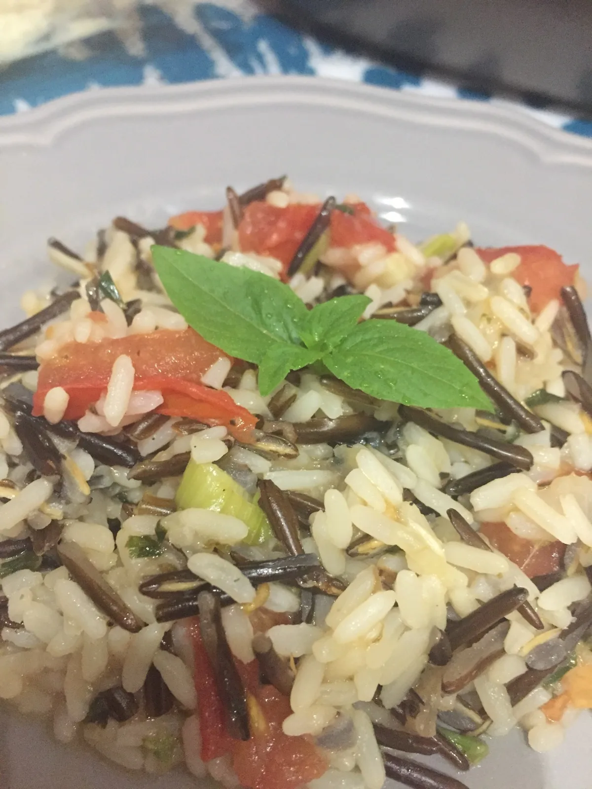 White and Wild Rice Pilaf With Tomatoes and Basil