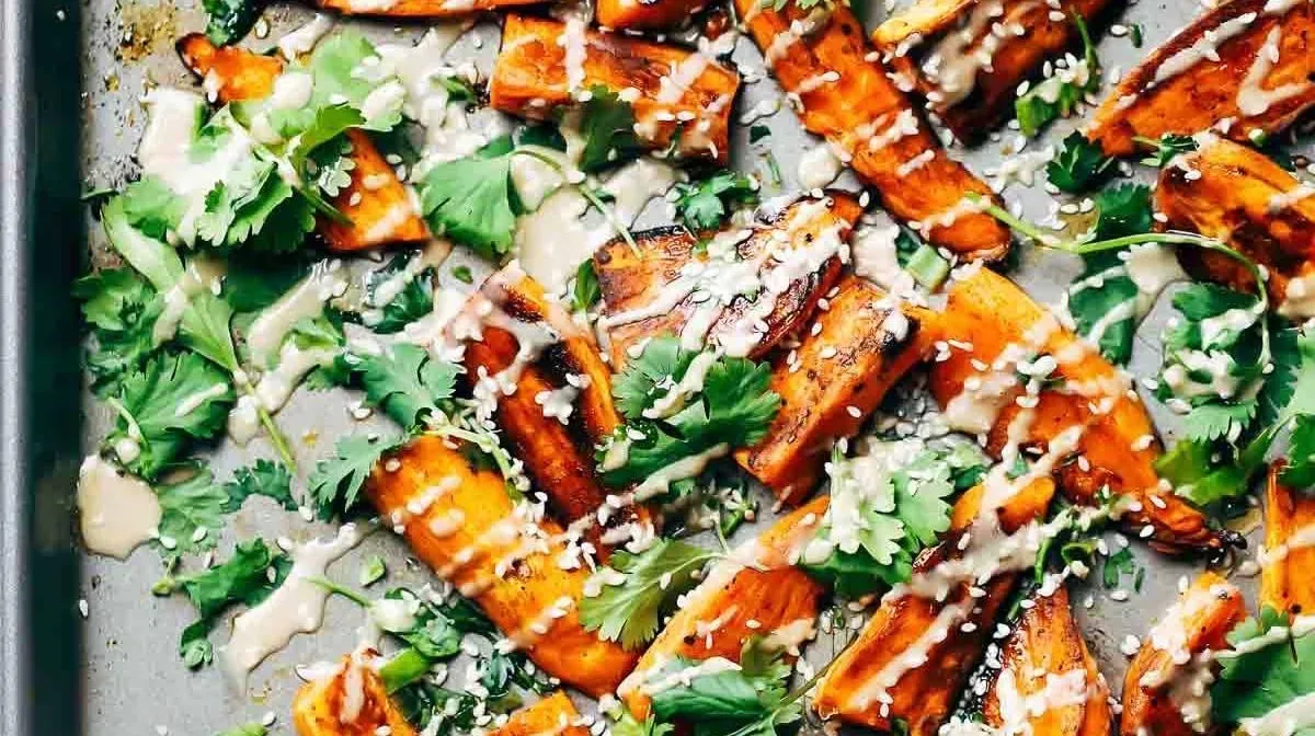 30‑minute sesame roasted sweet potatoes