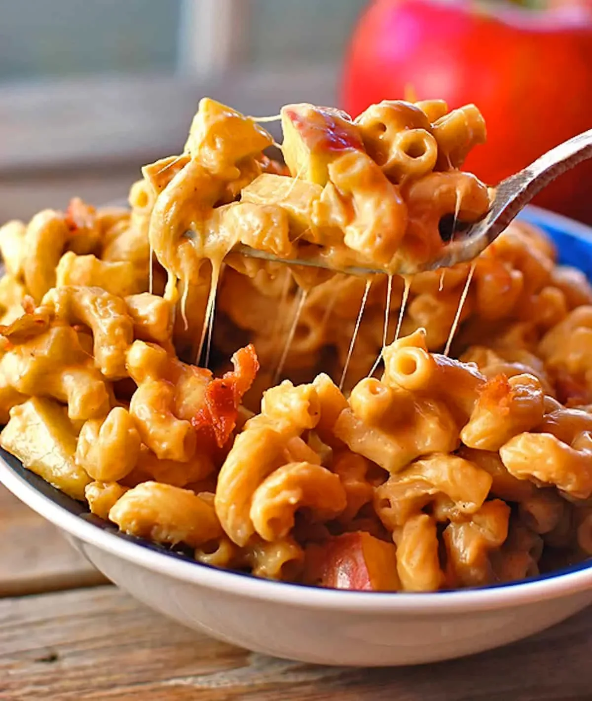 Butternut Squash Mac n’ Cheese with Bacon, Caramelized Onions, and Apples