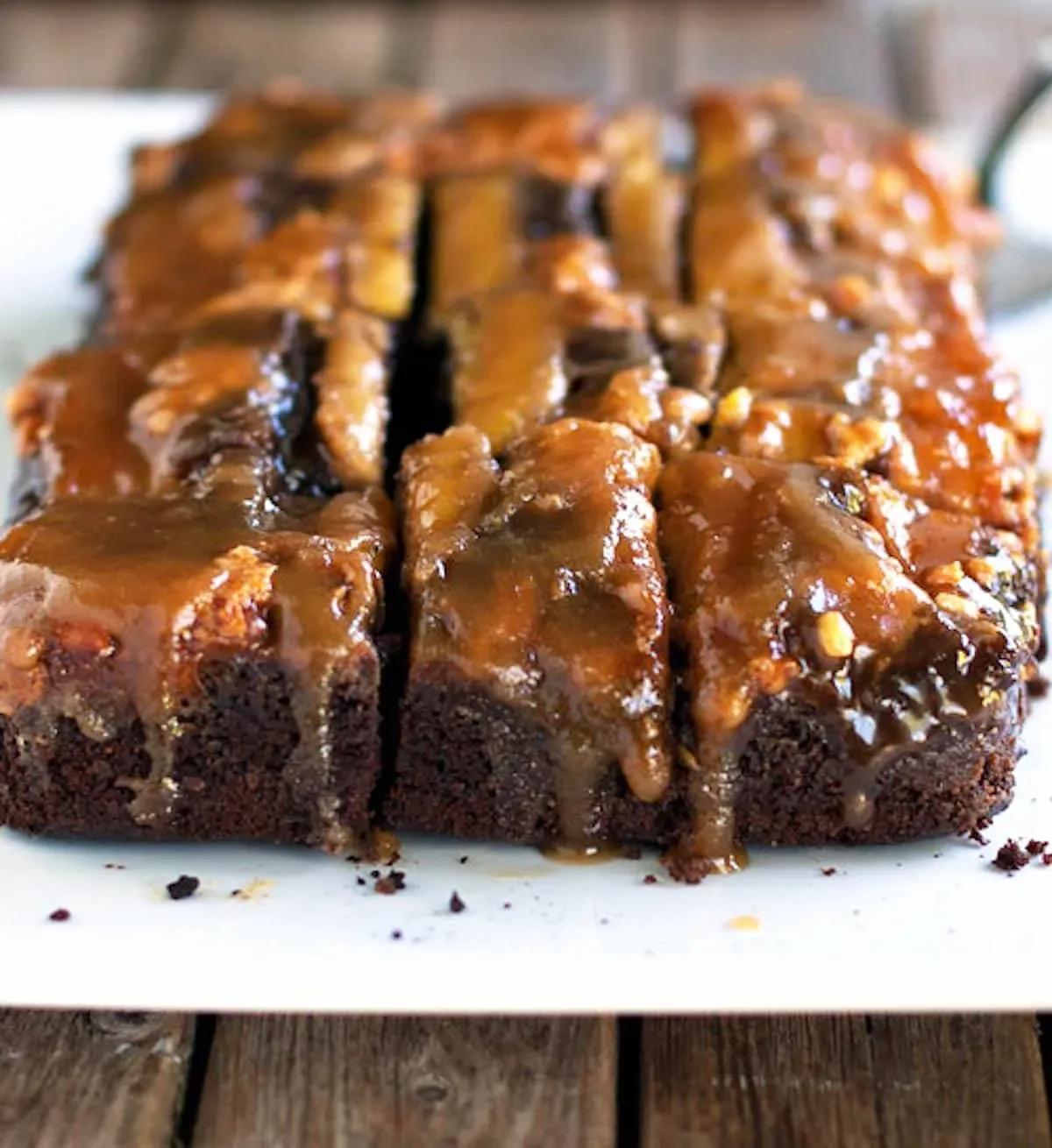 Chocolate PB Banana Upside Down Cake
