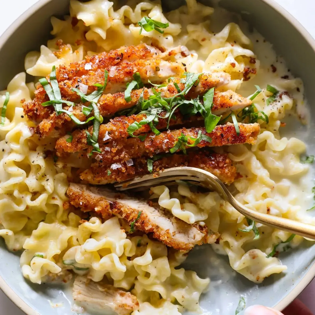 Crispy Parmesan Chicken with Creamy Lemon Pasta