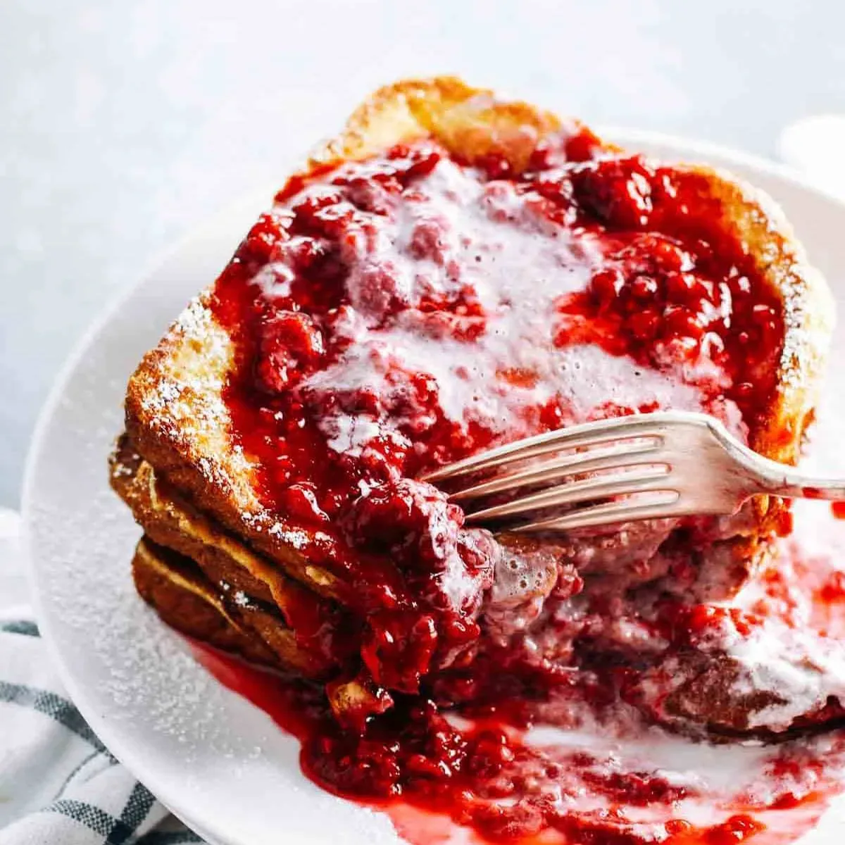 Eggnog French Toast with Raspberry Sauce