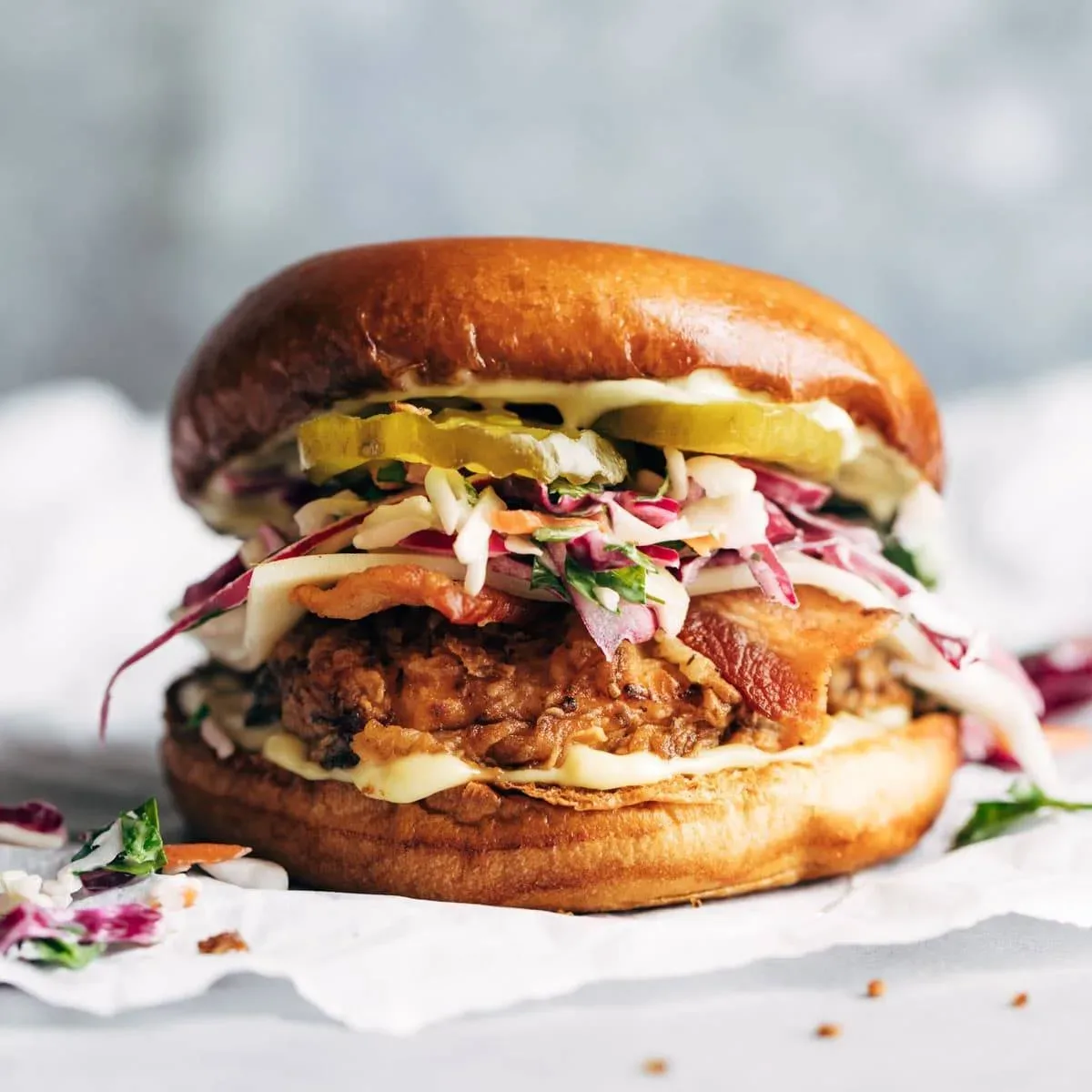 Summertime Fried Chicken Sandwiches with Tangy Slaw