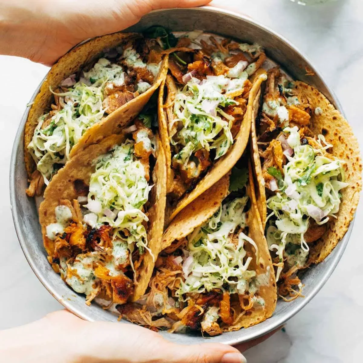 Instant Pot Hawaiian Chicken Tacos with Jalapeño Ranch Slaw