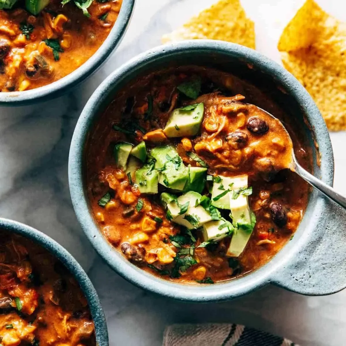 Queso Chicken Chili with Roasted Corn and Jalapeño