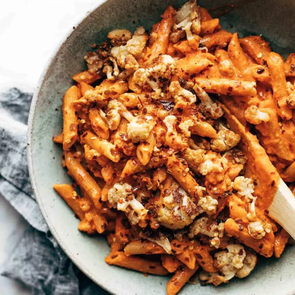 Red Pepper Pasta with Roasted Cauliflower