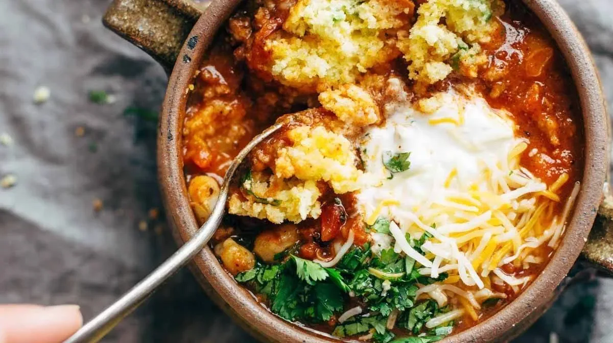 Spicy Posole with Cheesy Jalapeño Cornbread Muffins