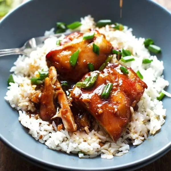 Sticky Bourbon Chicken with Rice