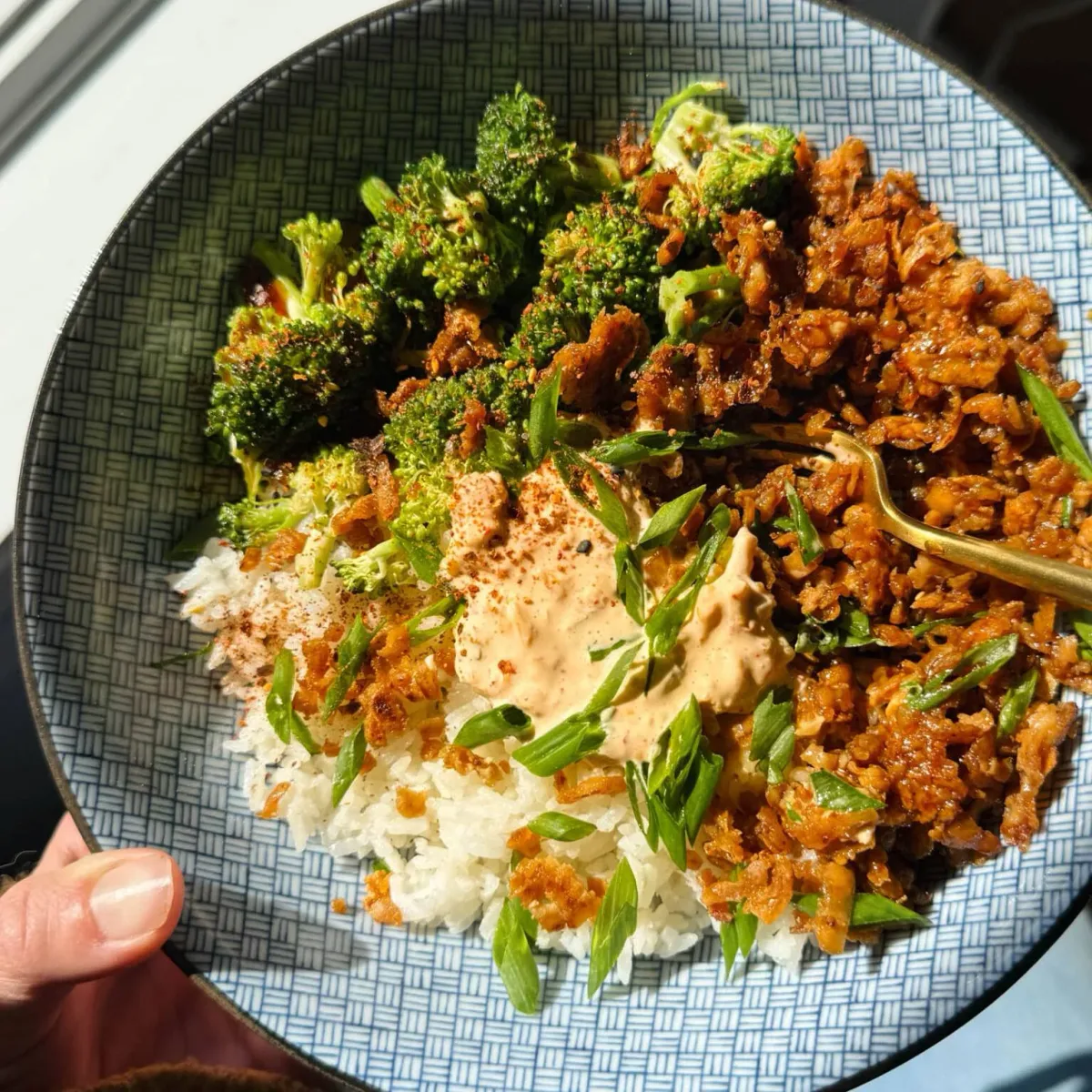 Teriyaki Tofu Bowls with Kimchi Mayo