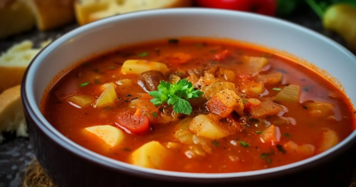 Бограч з грибами, яловичиною і макаронами