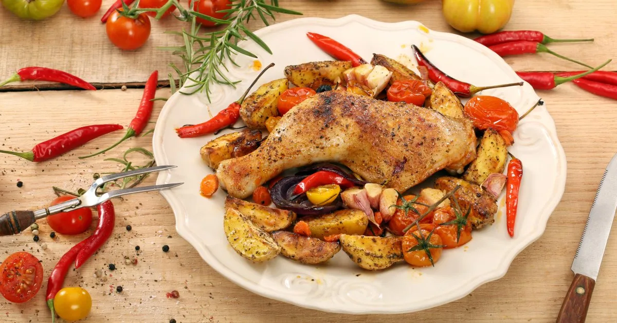 Курячі гомілки з овочами гриль