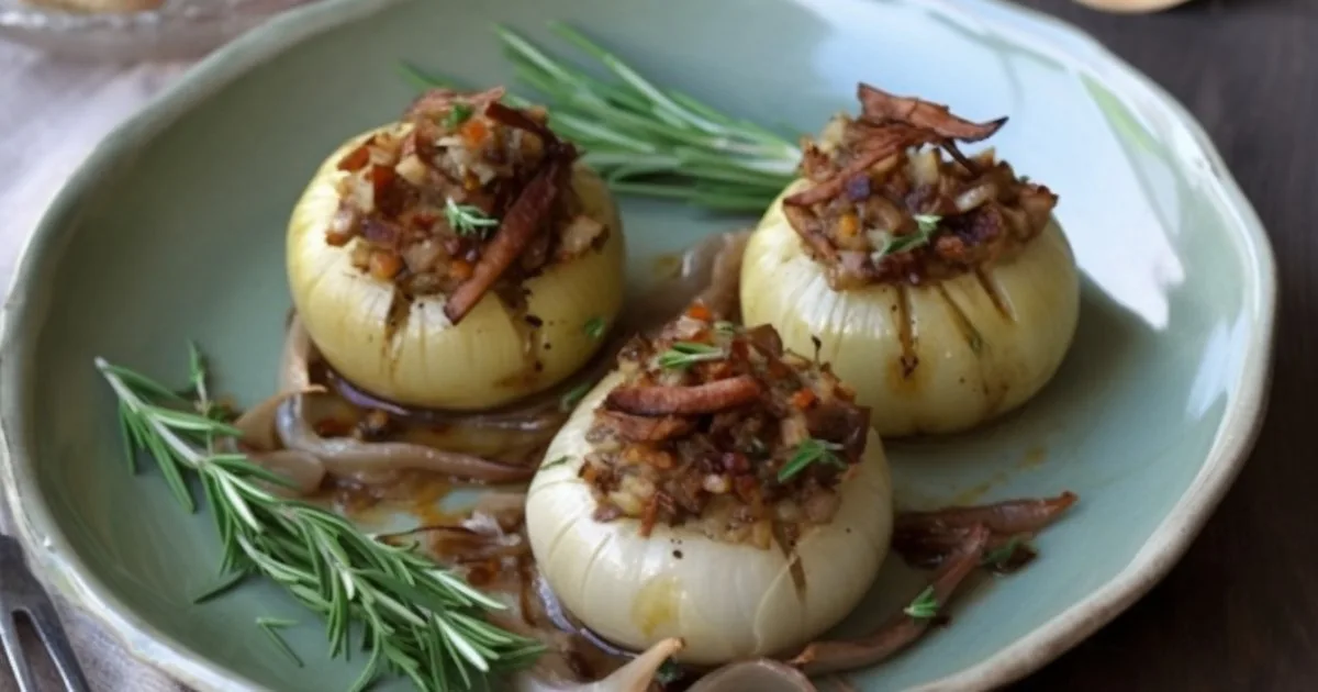 Цибуля, фарширована курячою печінкою