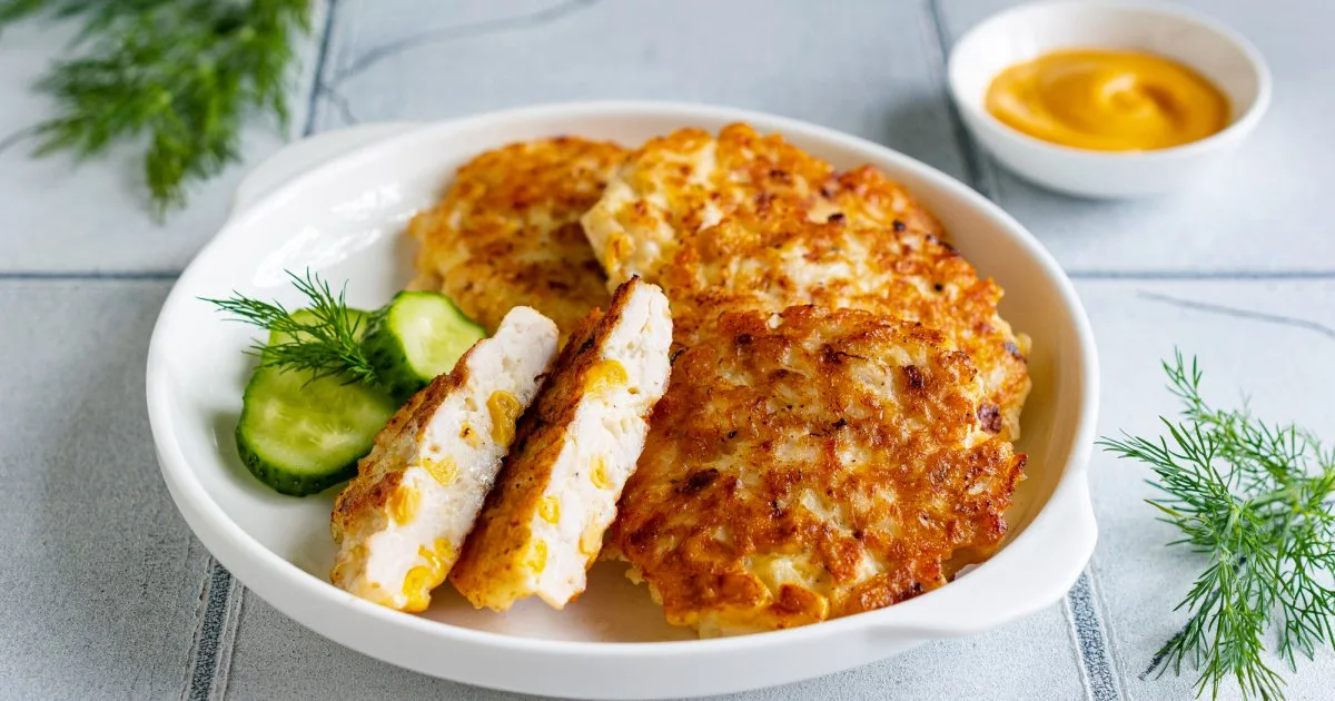Січеники з курячим філе, кукурудзою та сиром — соковиті котлетки на сковороді