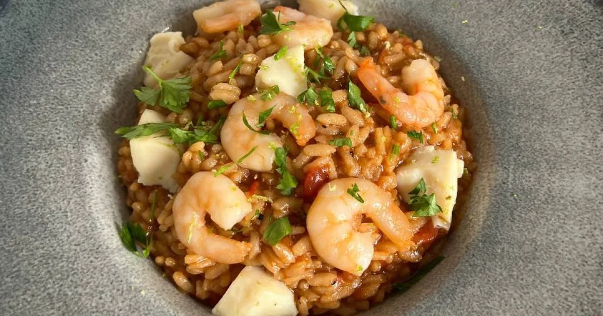 Ризото з морепродуктами й вершками