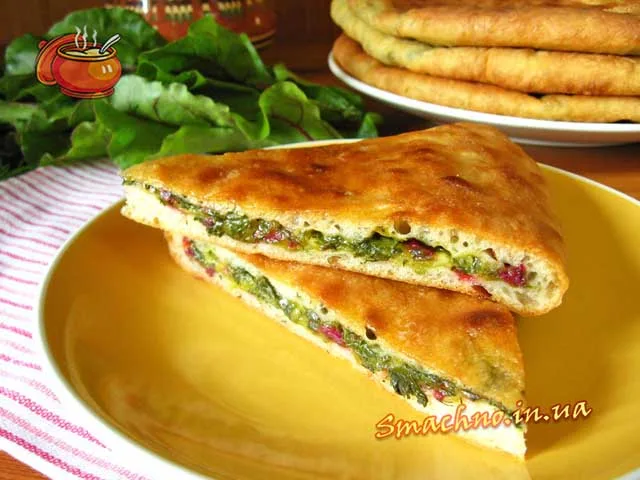 Ossetian pie with cheese and beet leaves